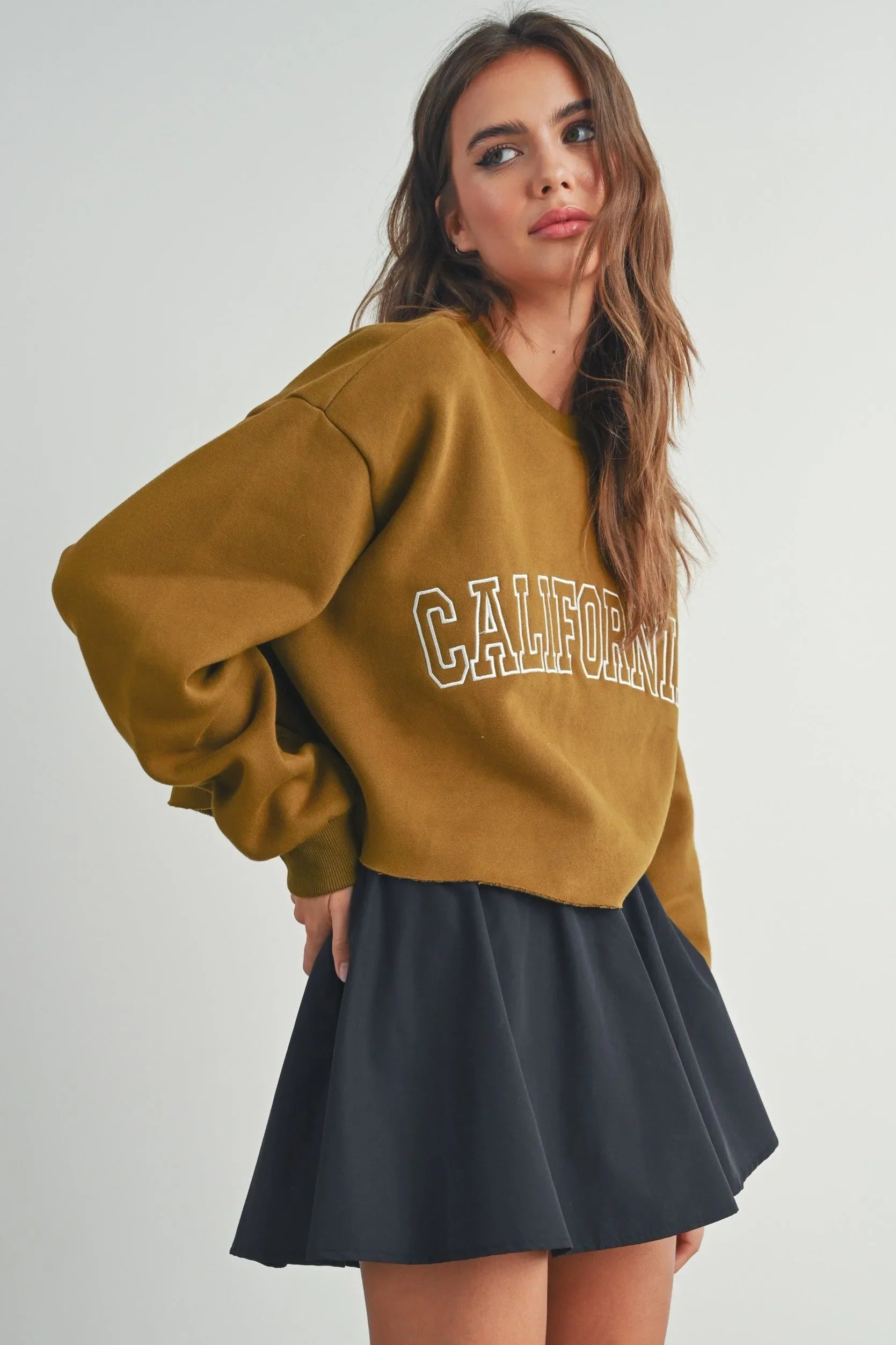 Fleece Cropped Sweatshirt - Shirts & Tops