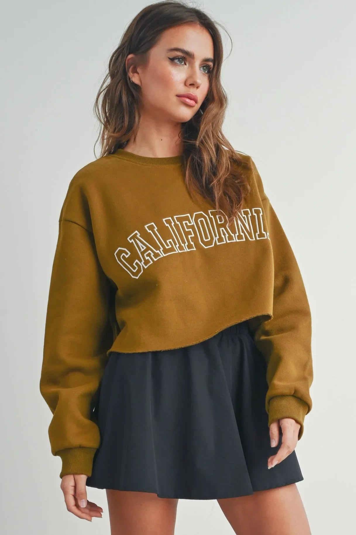 Fleece Cropped Sweatshirt - Shirts & Tops
