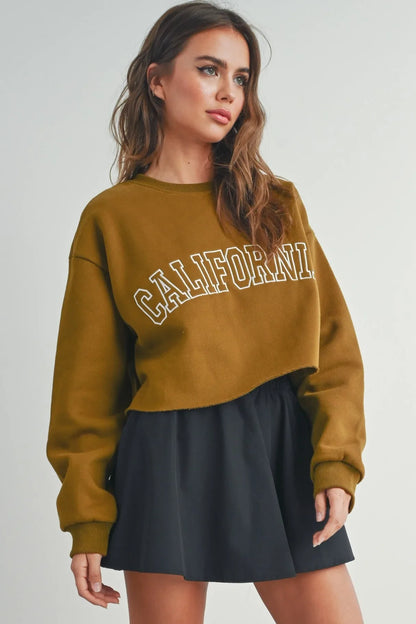Fleece Cropped Sweatshirt - Shirts & Tops