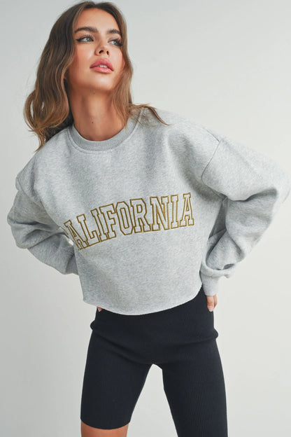 Fleece Cropped Sweatshirt - Heather Grey Shirts & Tops