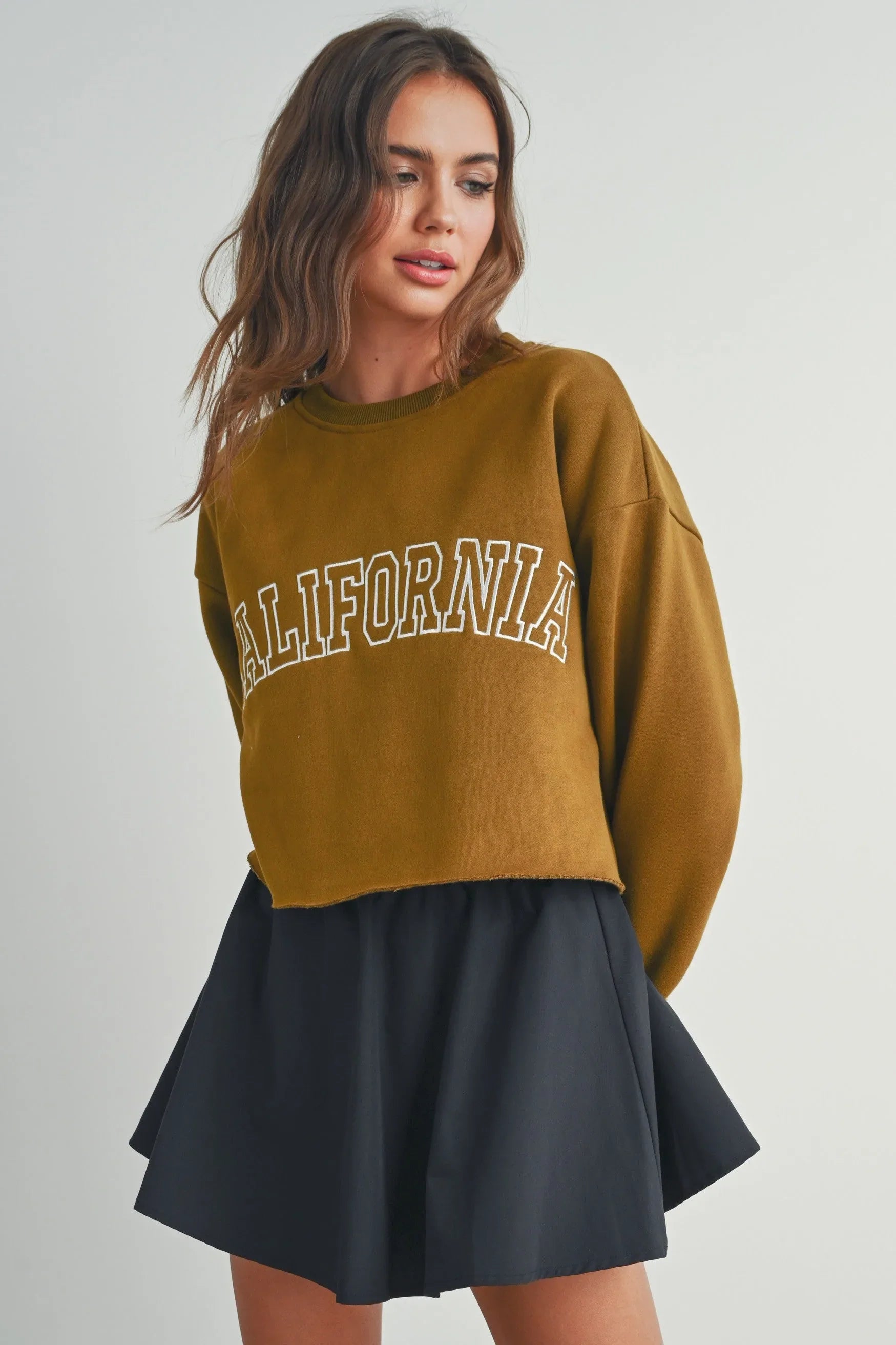 Fleece Cropped Sweatshirt - Shirts & Tops