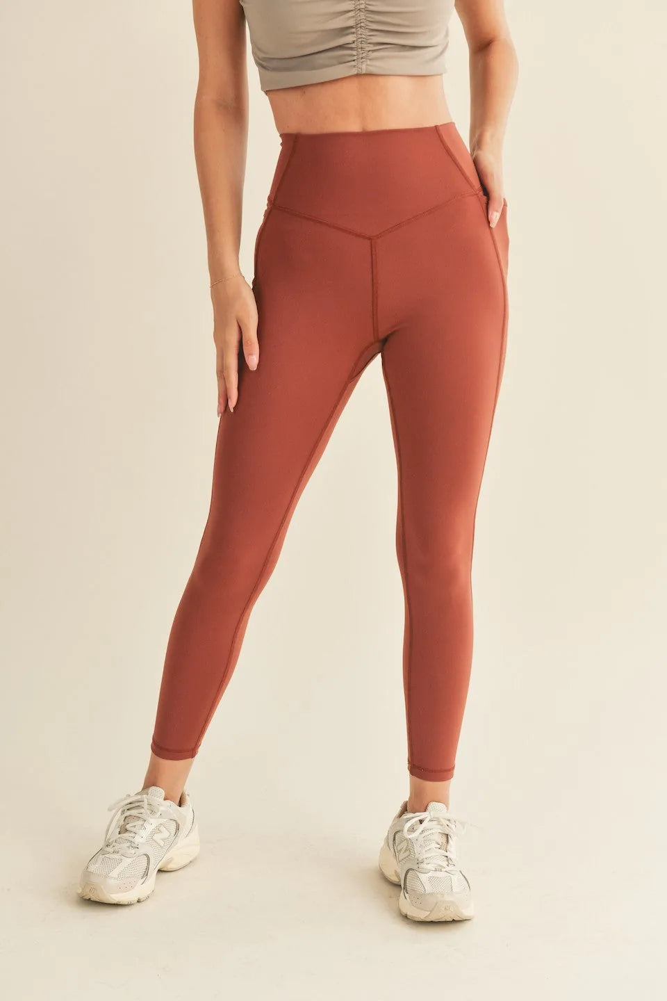 High-Rise Pocket Active Leggings — Stylish Functional Compressive Comfortable Everyday Athleisure - Cinnamon Active Leggings