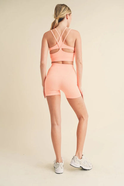 Seamless Tank Top And Shorts Set - Activewear