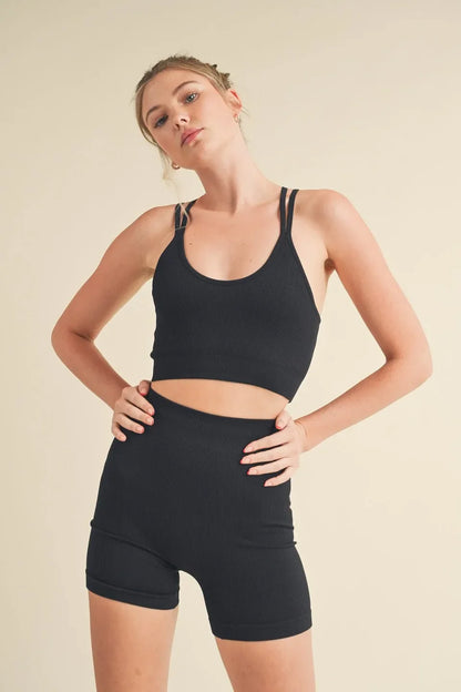 Seamless Tank Top And Shorts Set - Activewear