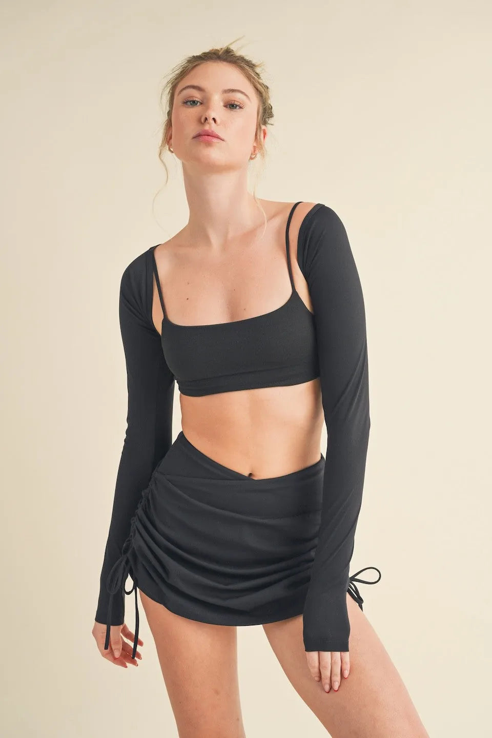 Cropped Lightweight Shrug - Black Activewear