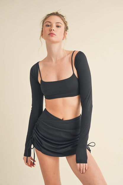 Cropped Lightweight Shrug - Black Activewear