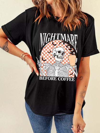 Halloween Nightmare Skeleton Checkerboard T-Shirt