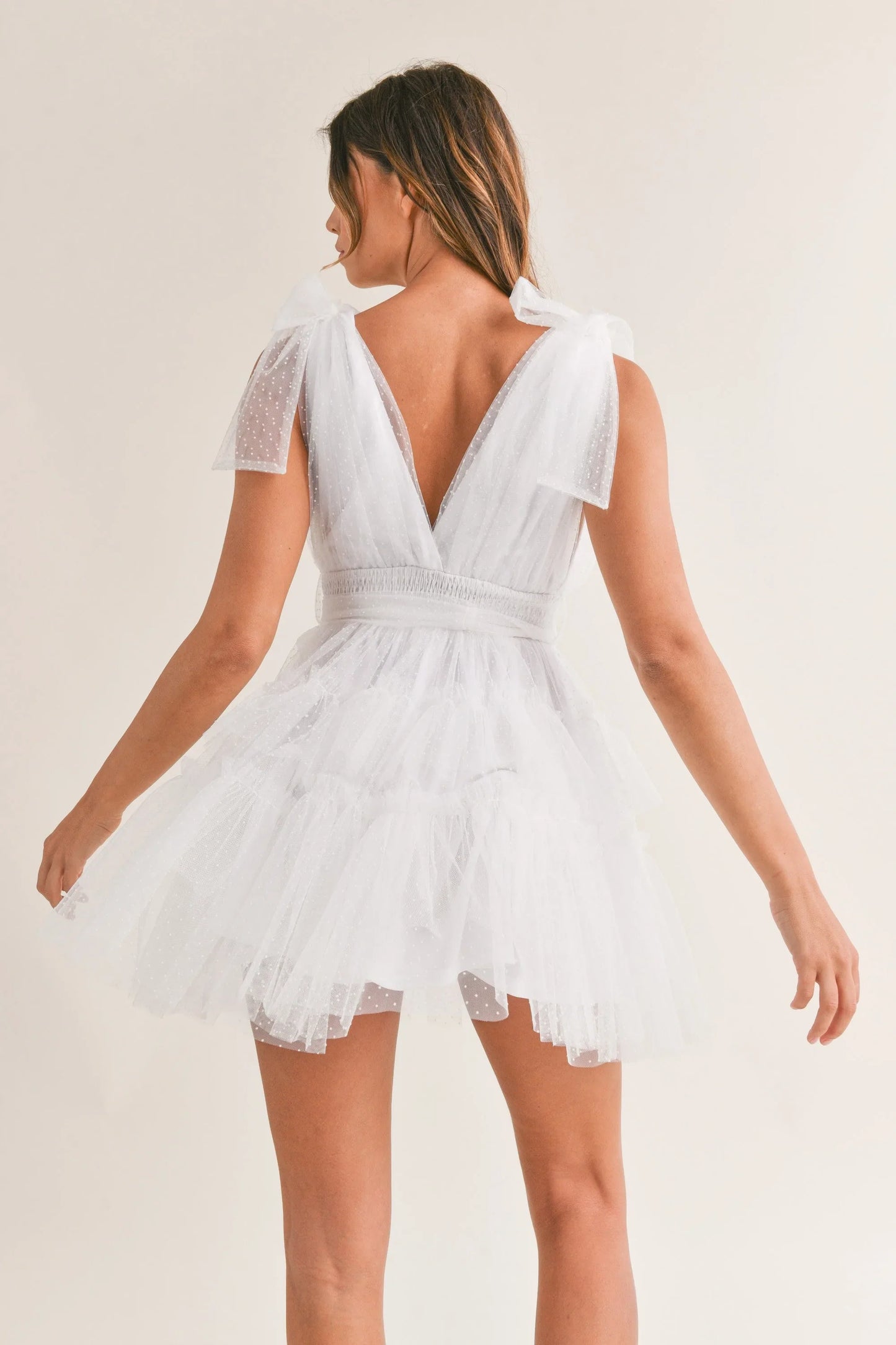 Swiss Dot Tulle Mini Dress - Dresses