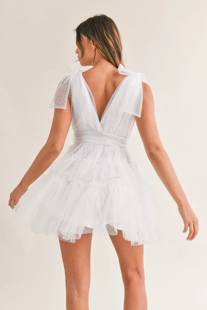 Swiss Dot Tulle Mini Dress - Dresses