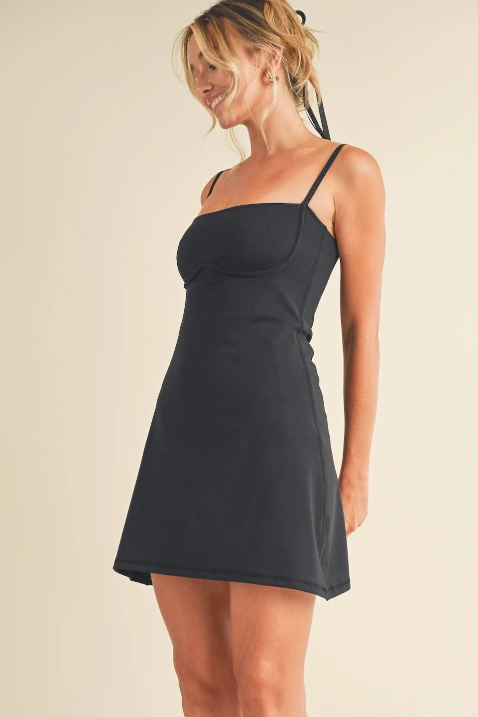 Lovely Sunday Built-In Bra Spaghetti Strap Active Mini Dress — Functional Flattering Everyday Style - Mini Dresses