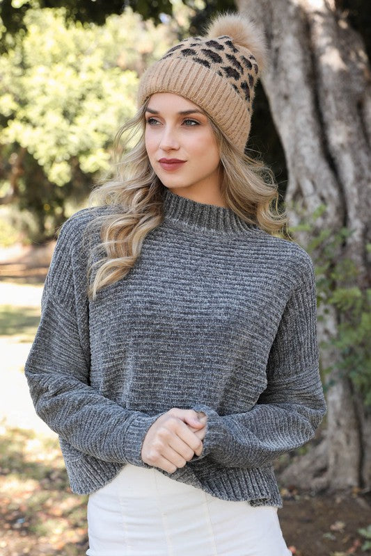 Leopard Pom Pom Knit Beanie | Trendy Beanies Outfit Idea for Women by Ro + Ivy | Elevated Basics, Modern Comfort & Style