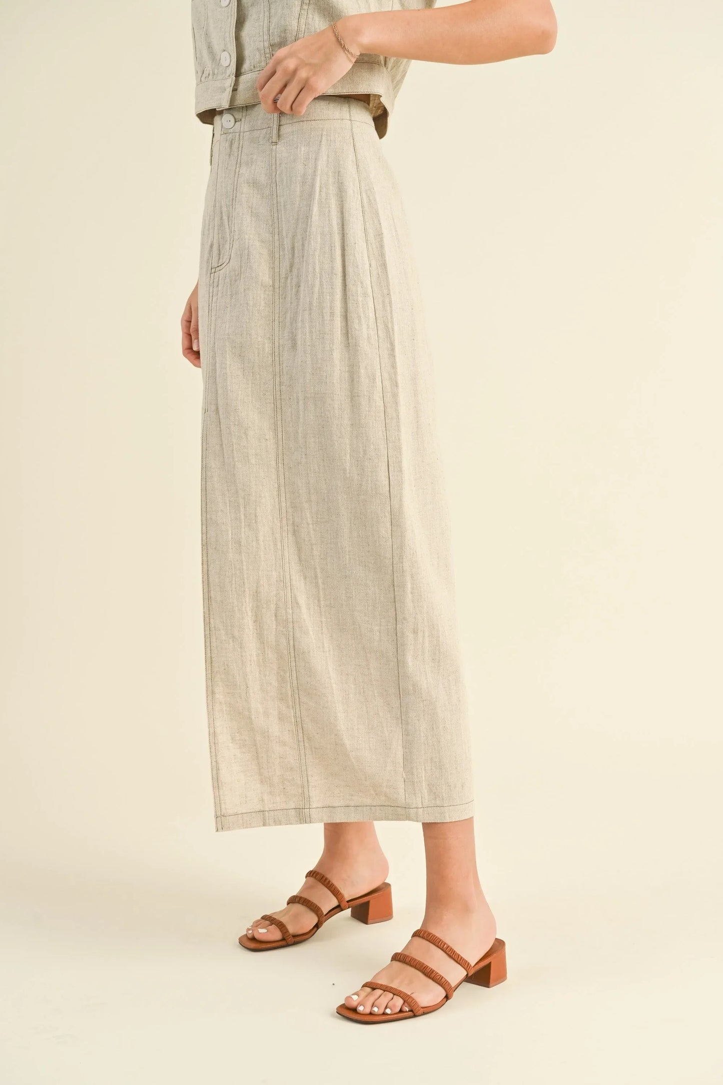 Premium Linen Front Slit Maxi Skirt — Comfort Style Sophisticated Everyday Wardrobe Essential - Skirts