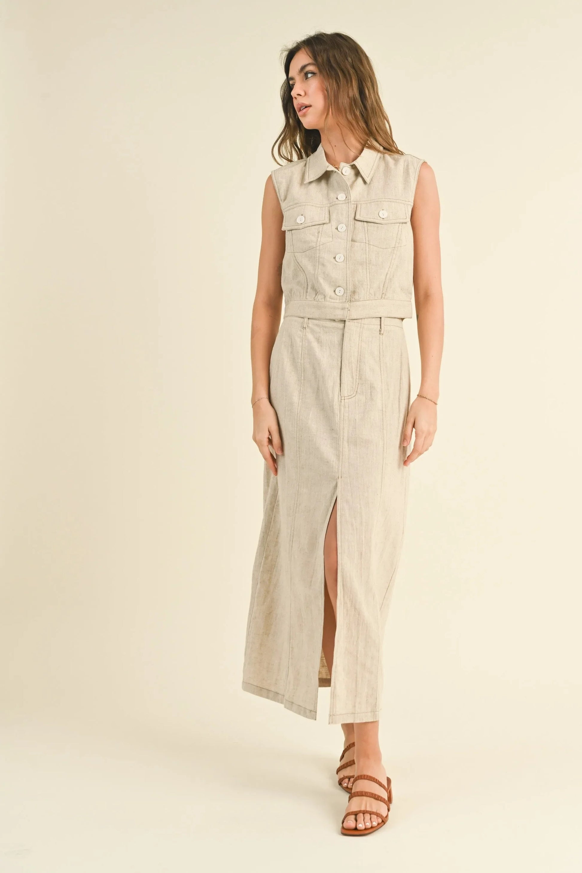 Premium Linen Front Slit Maxi Skirt — Comfort Style Sophisticated Everyday Wardrobe Essential - Skirts