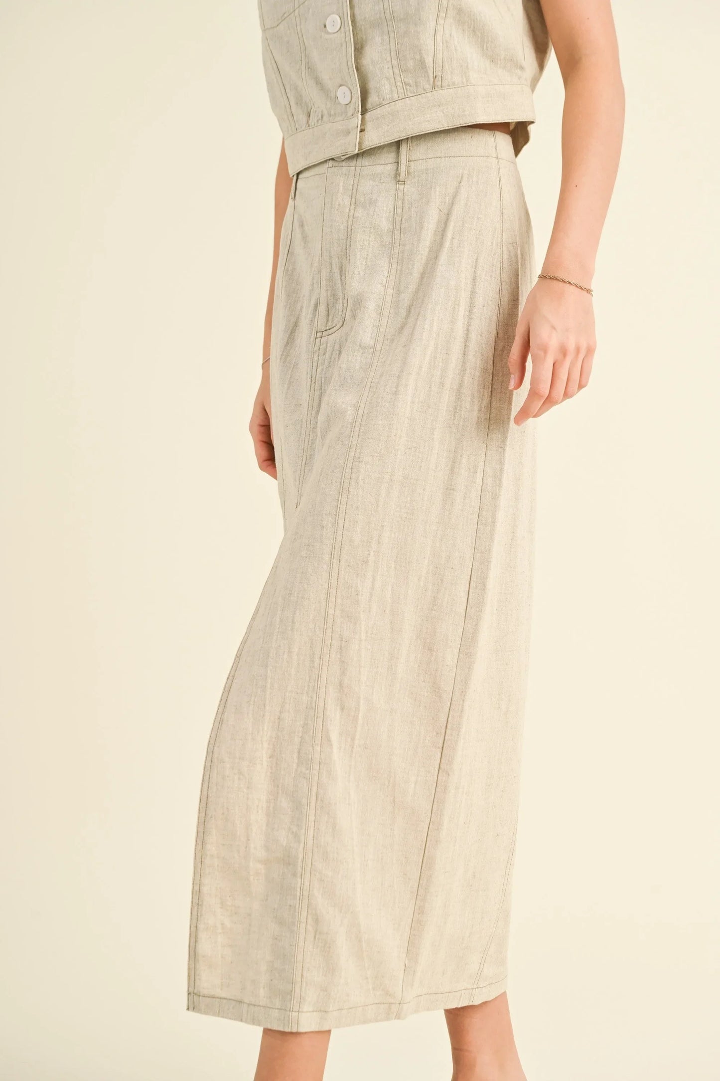 Premium Linen Front Slit Maxi Skirt — Comfort Style Sophisticated Everyday Wardrobe Essential - Skirts