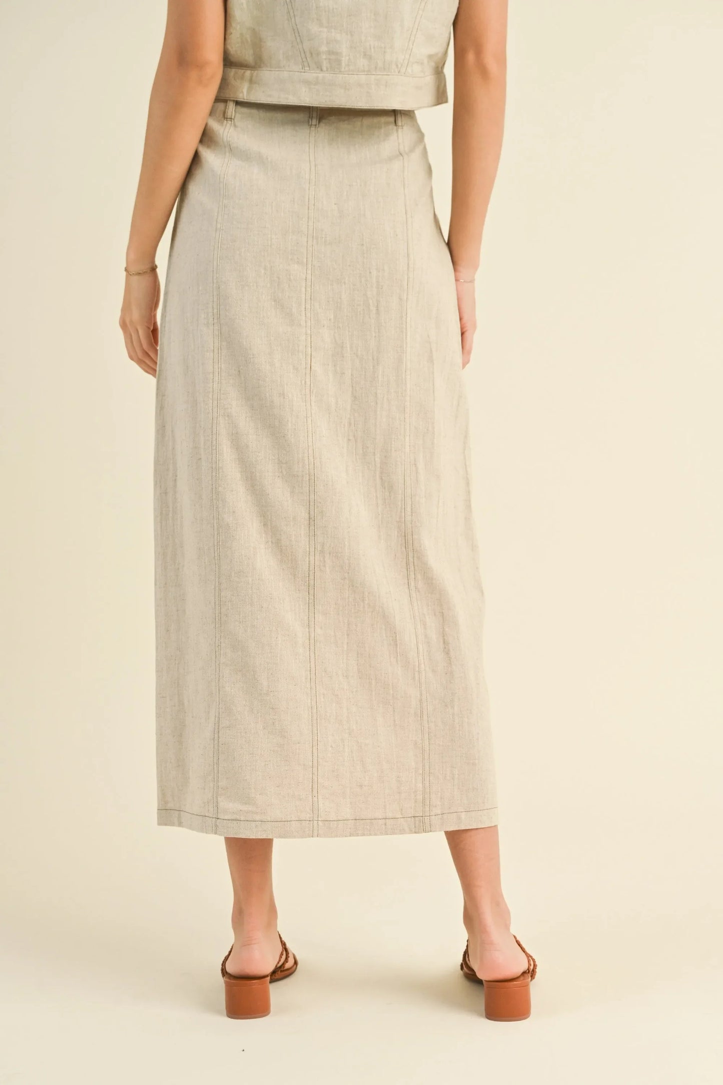 Premium Linen Front Slit Maxi Skirt — Comfort Style Sophisticated Everyday Wardrobe Essential - Skirts