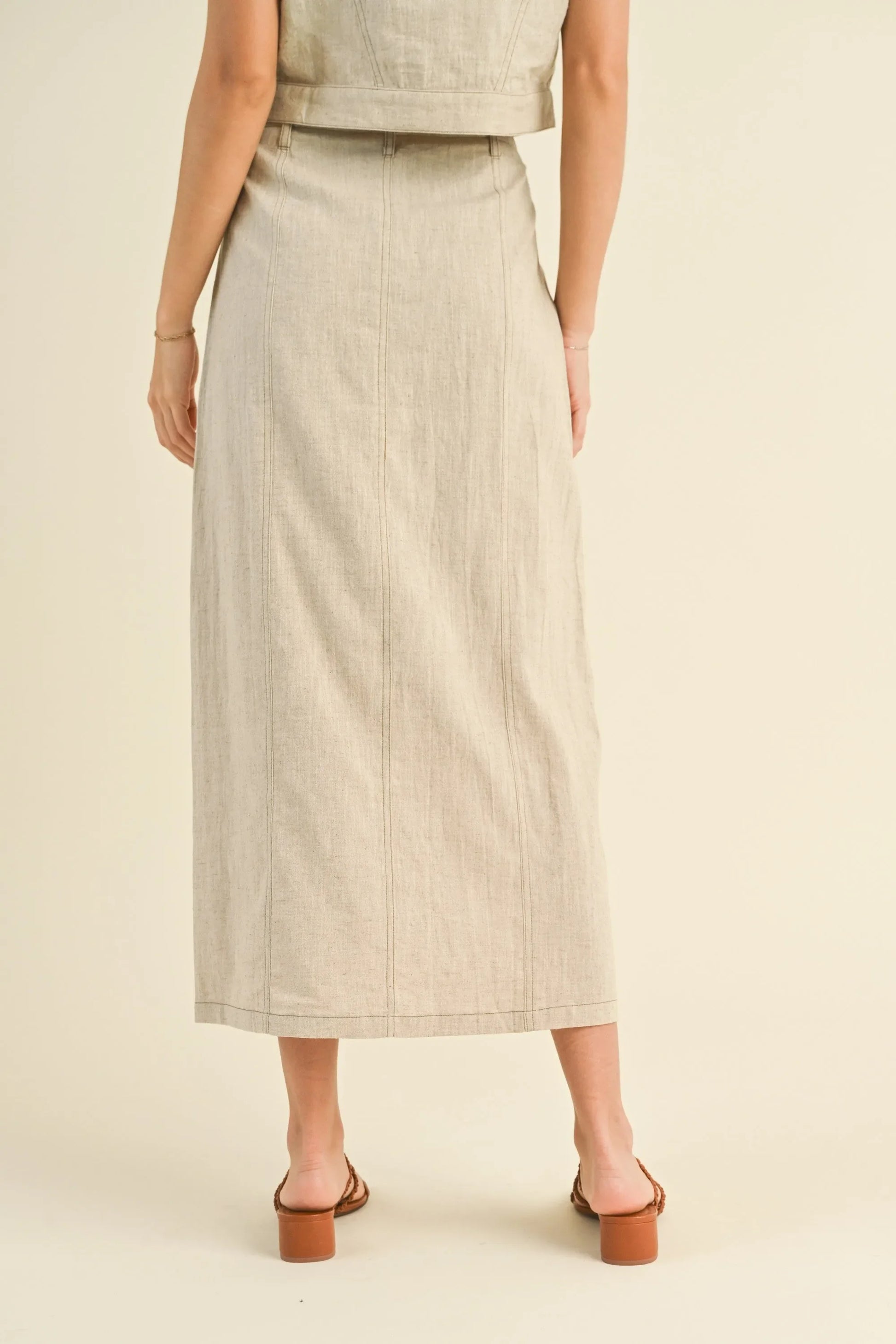 Premium Linen Front Slit Maxi Skirt — Comfort Style Sophisticated Everyday Wardrobe Essential - Skirts
