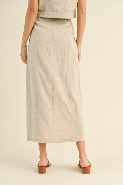Premium Linen Front Slit Maxi Skirt — Comfort Style Sophisticated Everyday Wardrobe Essential - Skirts