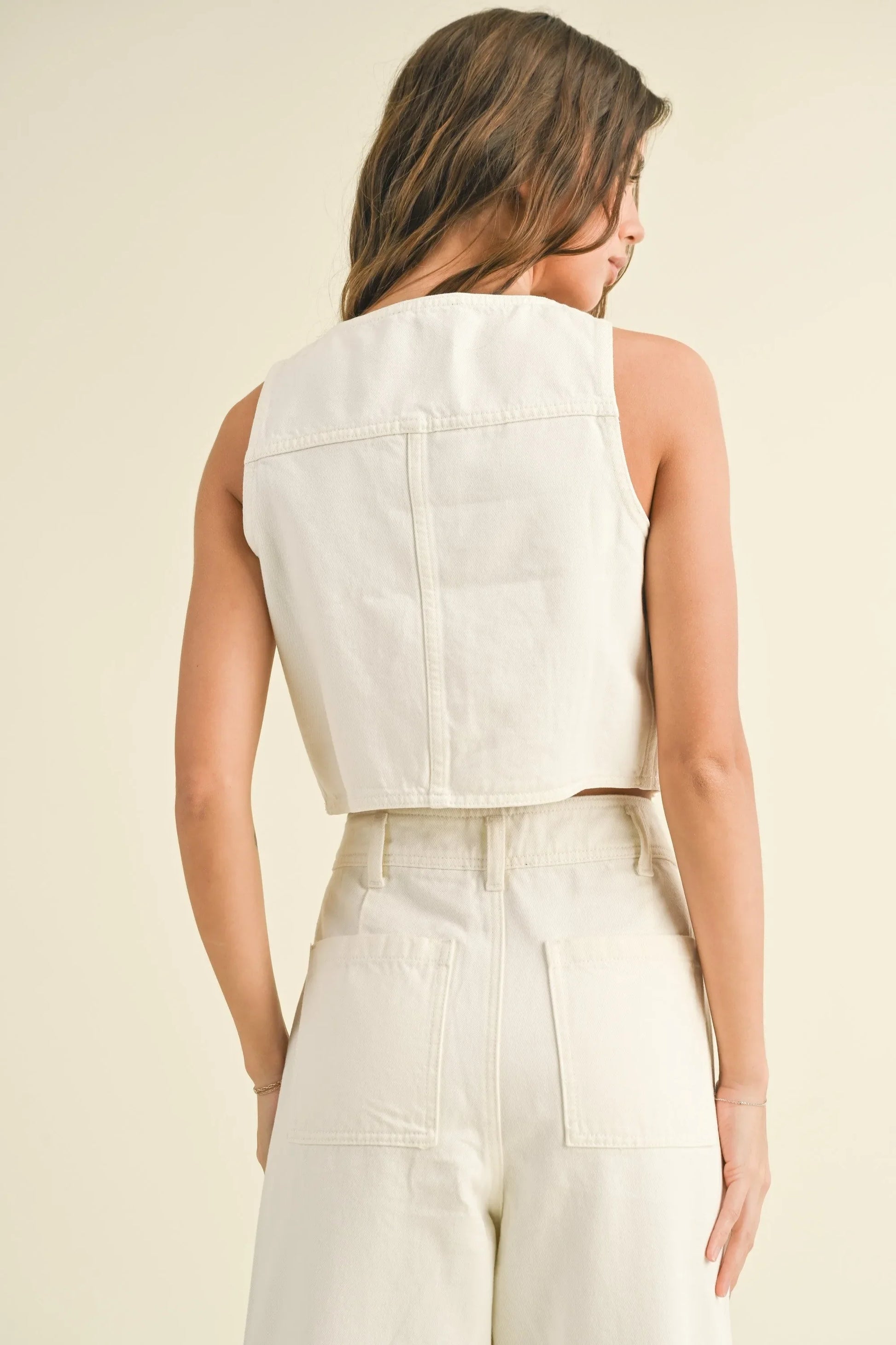Washed Denim Cropped Vest — Trendy Edgy Lightweight Layering Casual Style - Knit Vests
