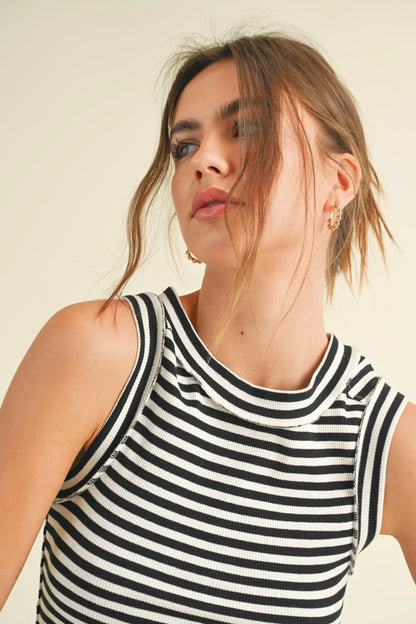 Stripe High-Quality Ribbed Knit Long Sleeve Top — Versatile Premium Everyday Style - Shirts & Tops