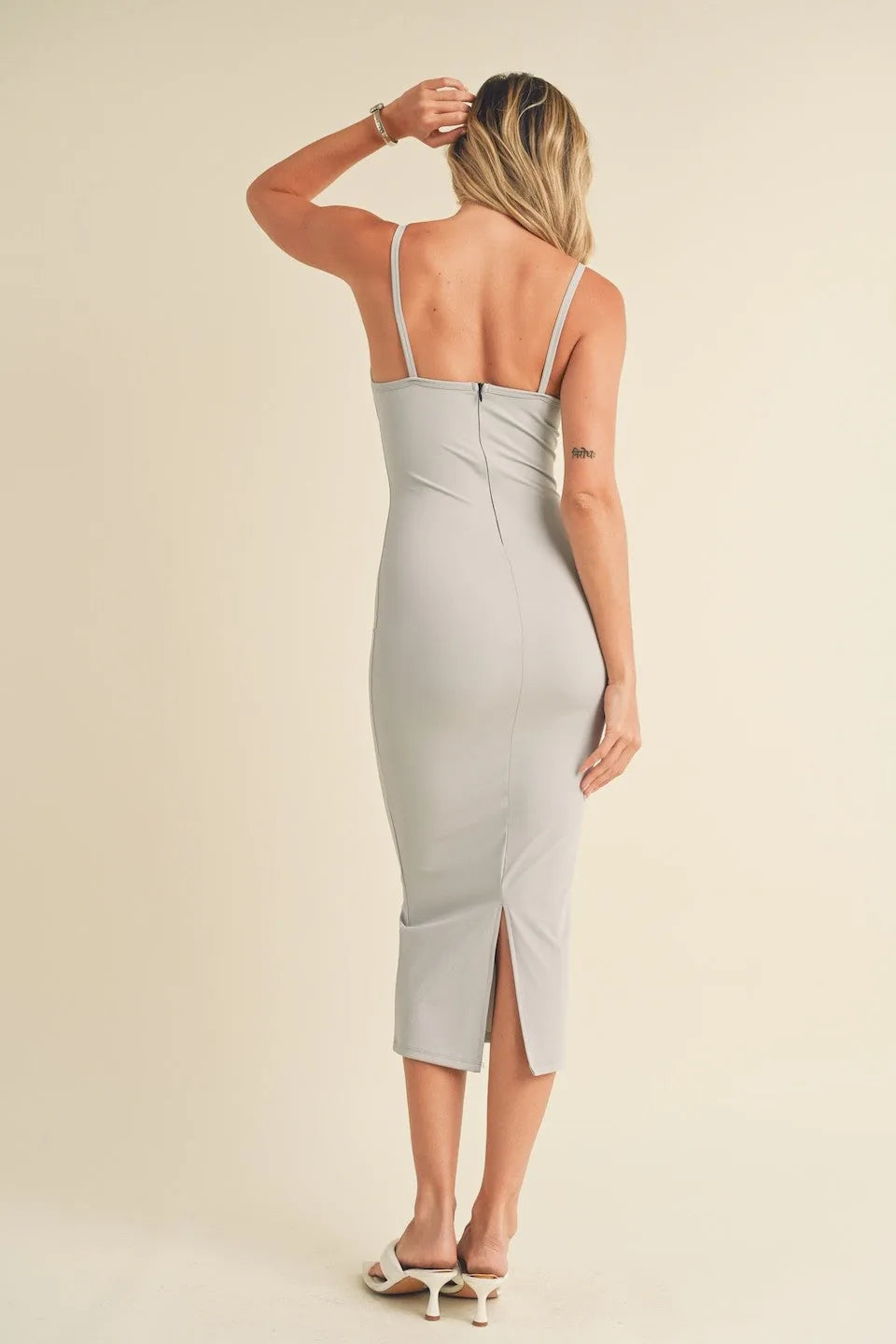 Essential Butter-Soft Scoop Neck Adjustable Strap Midi Dress — Formfitting Flattering Everyday Style - Midi Dresses