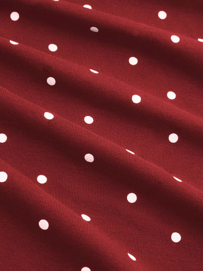 Polka Dot Boat Neck Flare Sleeves Mini Dress