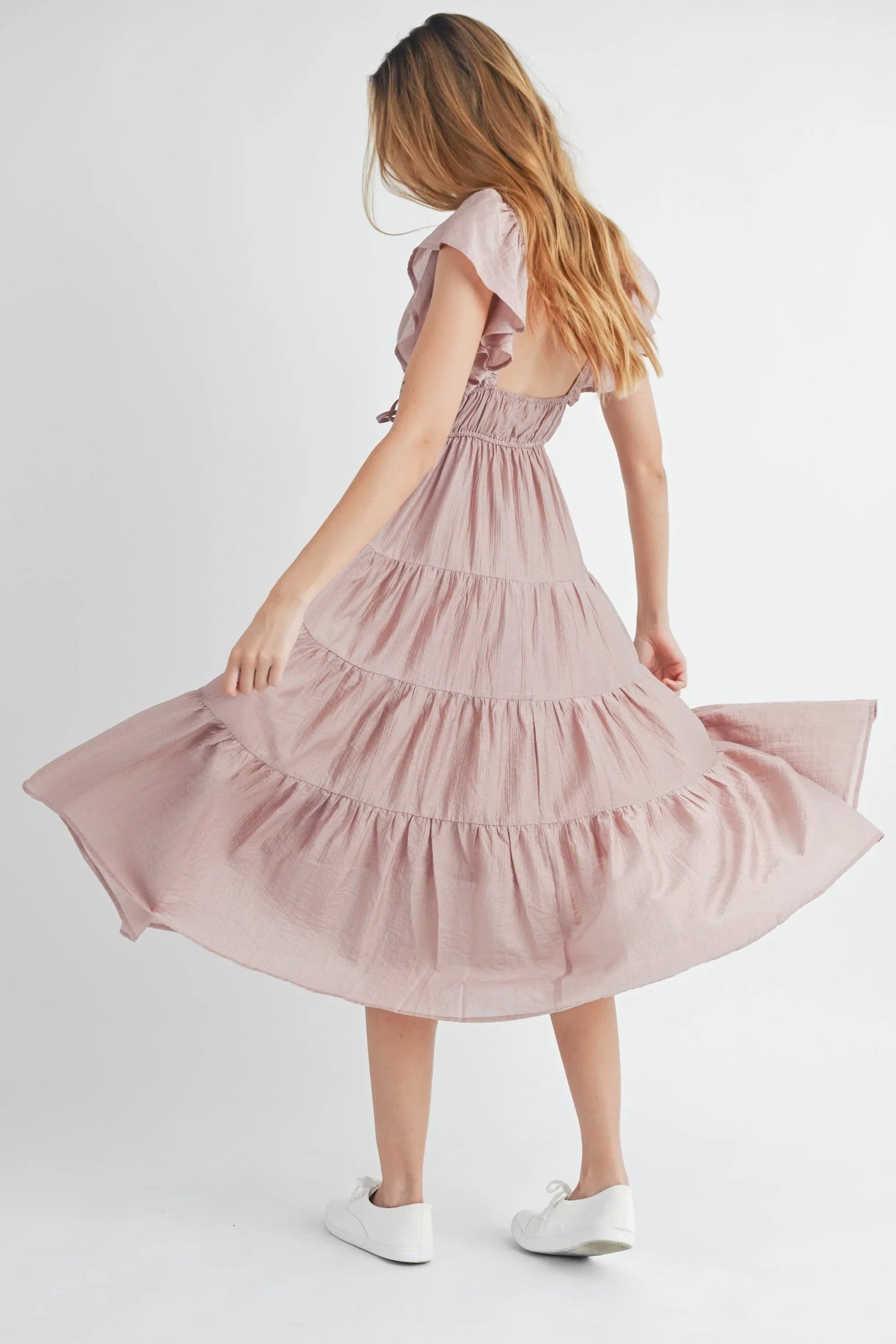 Ruffle Flutter Sleeve Tiered Maxi Midi Dress — Playful Charming Summer Occasion Style - Midi Dresses