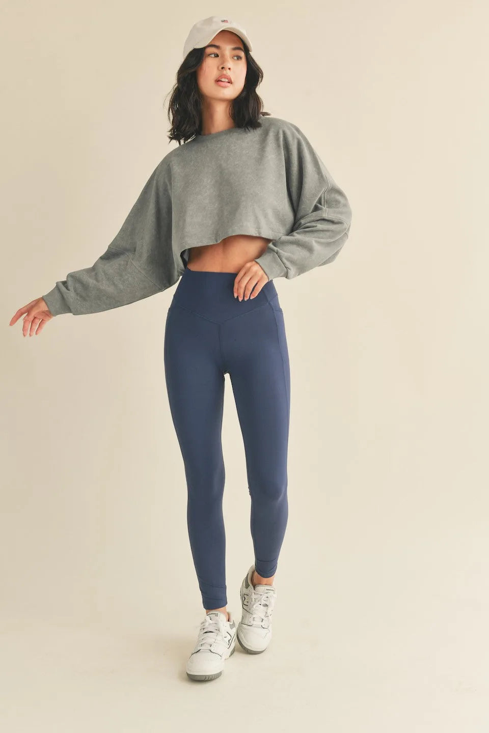 Mineral Wash Cotton French Terry Cropped Sweatshirt — Laid-Back Trendy Soft Casual Style - Sweatshirts