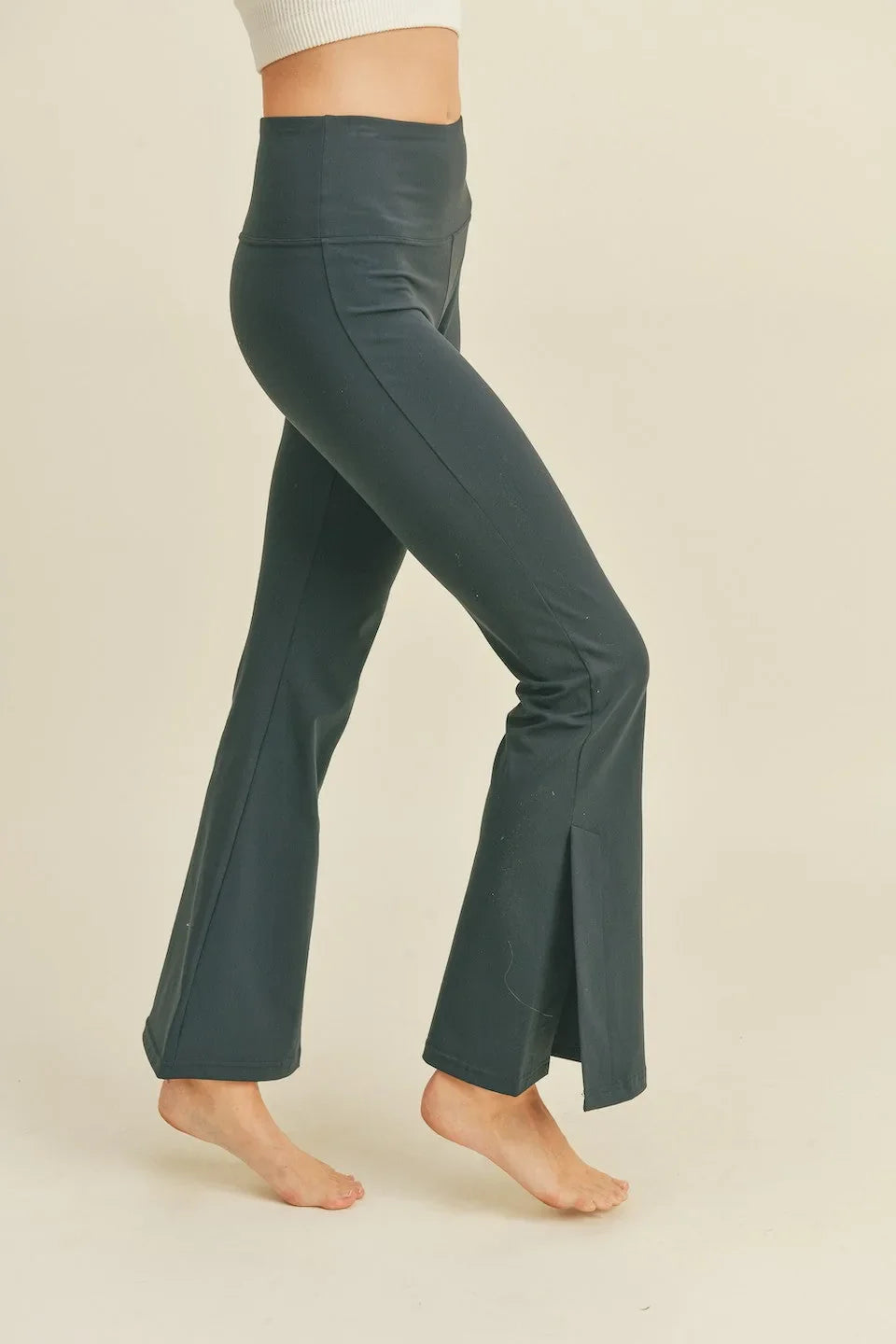 High Rise Side Slit Flare Leggings Navy