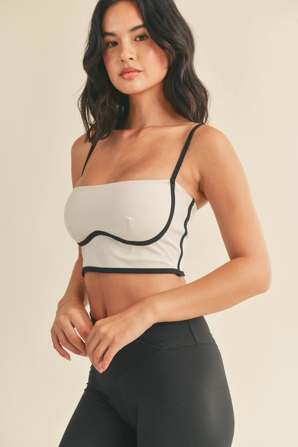 Streamlined Bra Tank Top - Cream Activewear