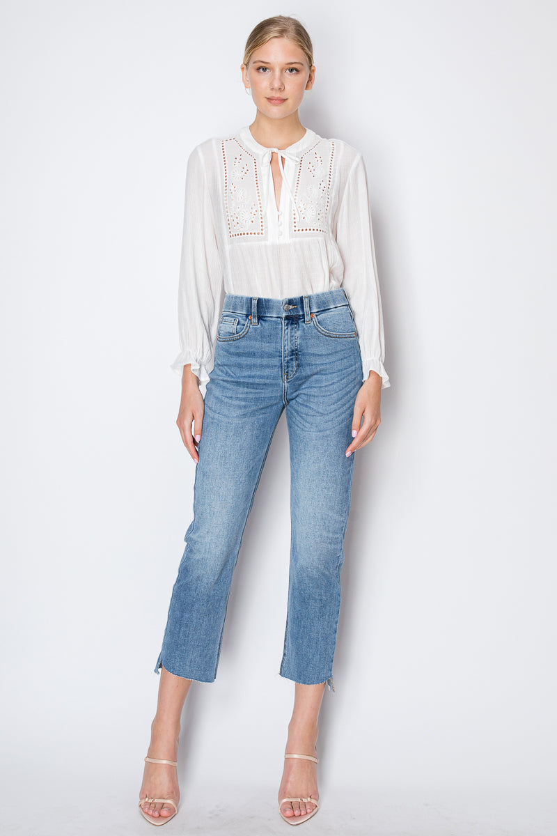 Tummy Control High Rise Slim Straight Shaping Jeans Form-Fitting Flattering Style
