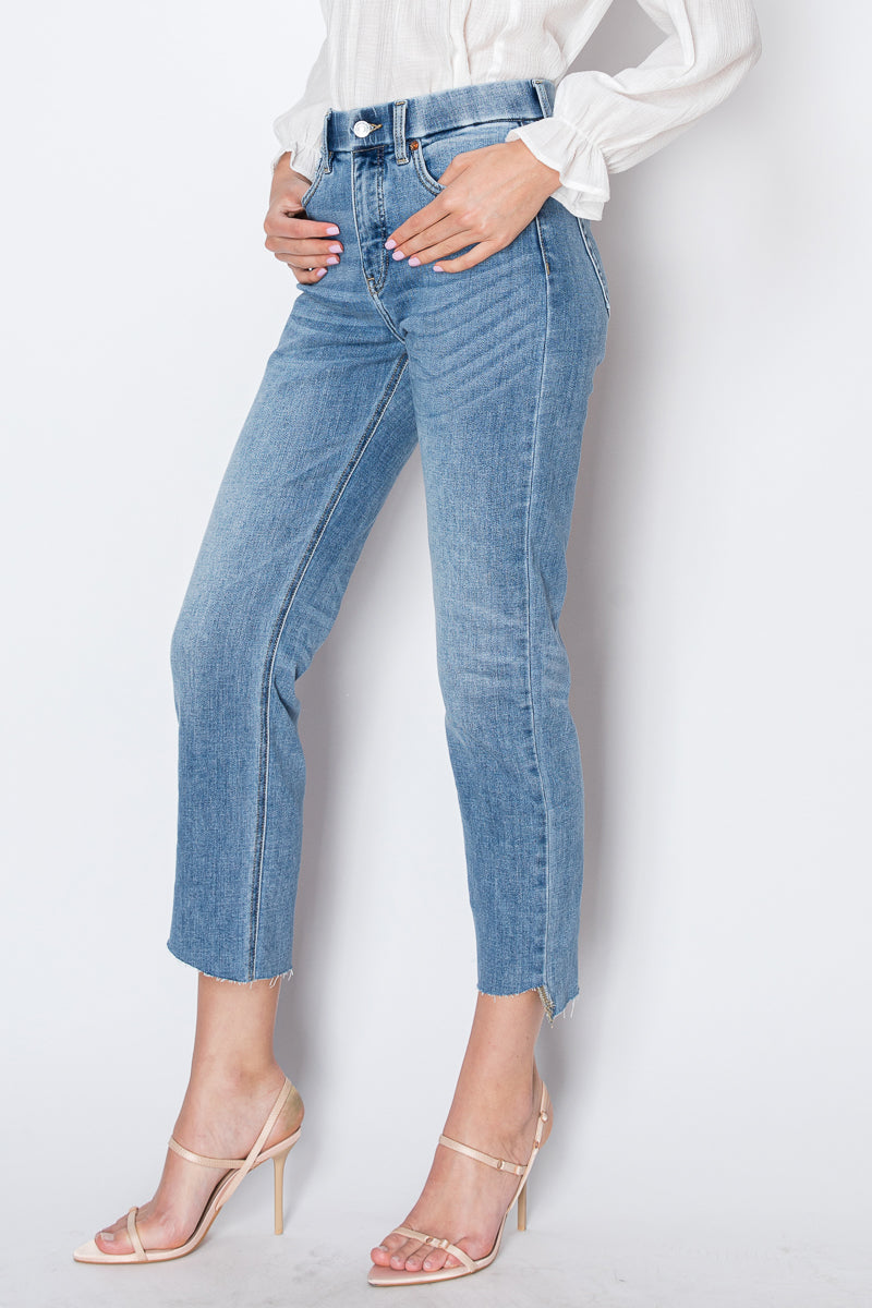 Tummy Control High Rise Slim Straight Shaping Jeans Form-Fitting Flattering Style