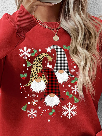 Faceless Gnomes Graphic Drop-Shoulder Sweatshirt