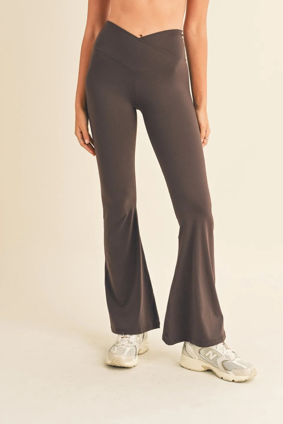 Crossover Waist Flare Leg Butter-Soft Active Leggings — Second-Skin Fit Playful Athletic Style - Active Leggings