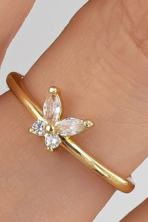 Simple Skinny Butterfly Ring — Delicate Elegant Gold Dainty Everyday Jewelry - Rings