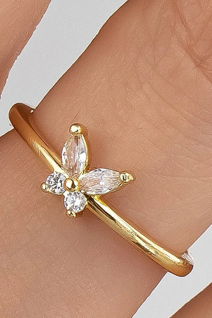 Simple Skinny Butterfly Ring — Delicate Elegant Gold Dainty Everyday Jewelry - Rings