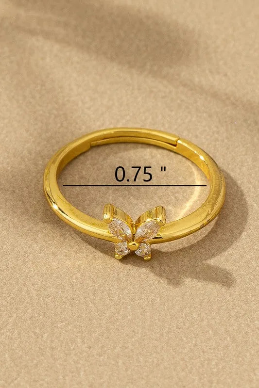 Simple Skinny Butterfly Ring — Delicate Elegant Gold Dainty Everyday Jewelry - Rings