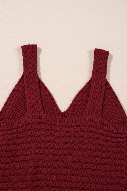 Pointelle Slim Fit Sweater Tank — Sexy Open Knit Everyday Wardrobe Style -