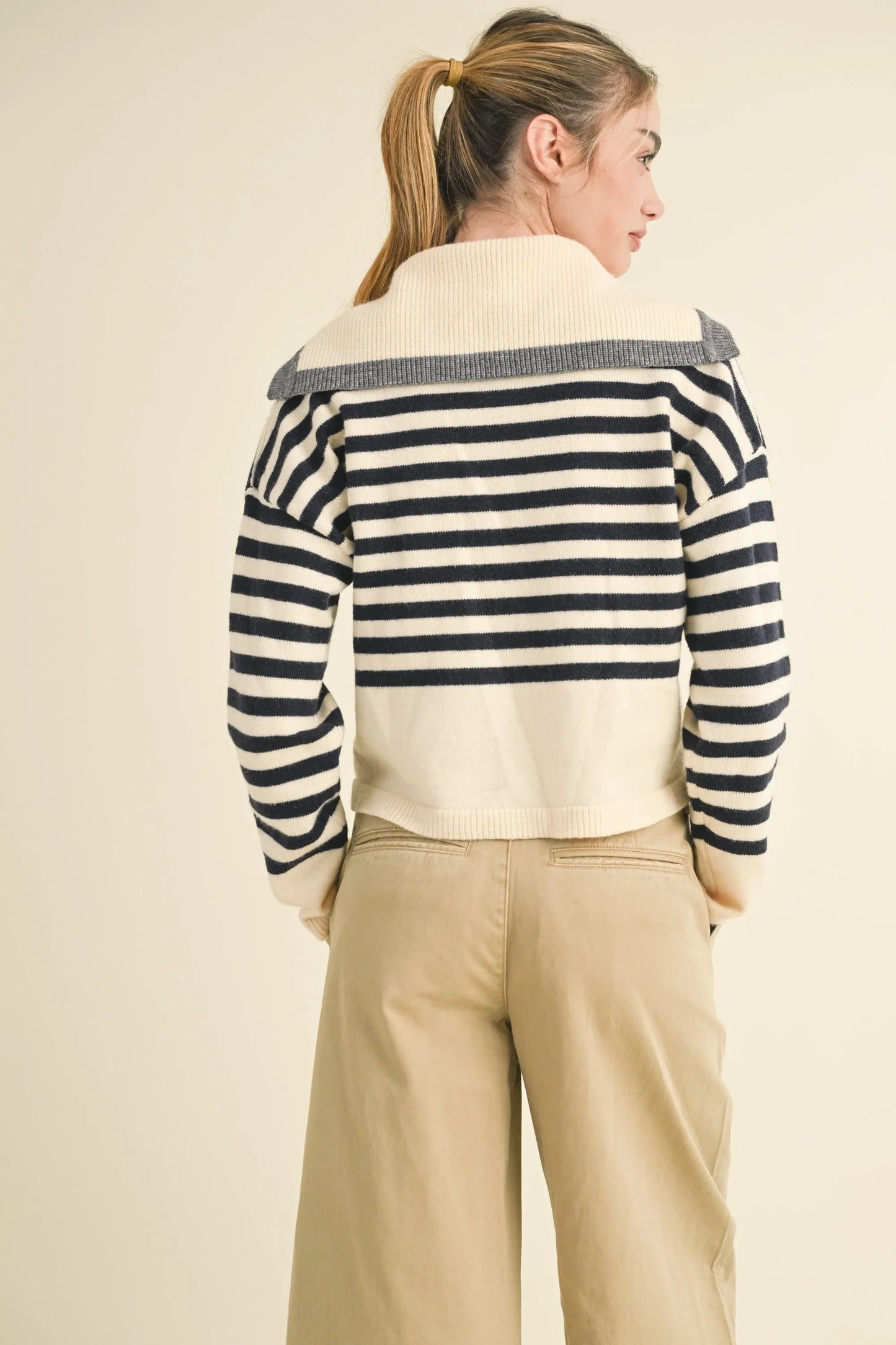 Sailor Collar Button Up Cardigan