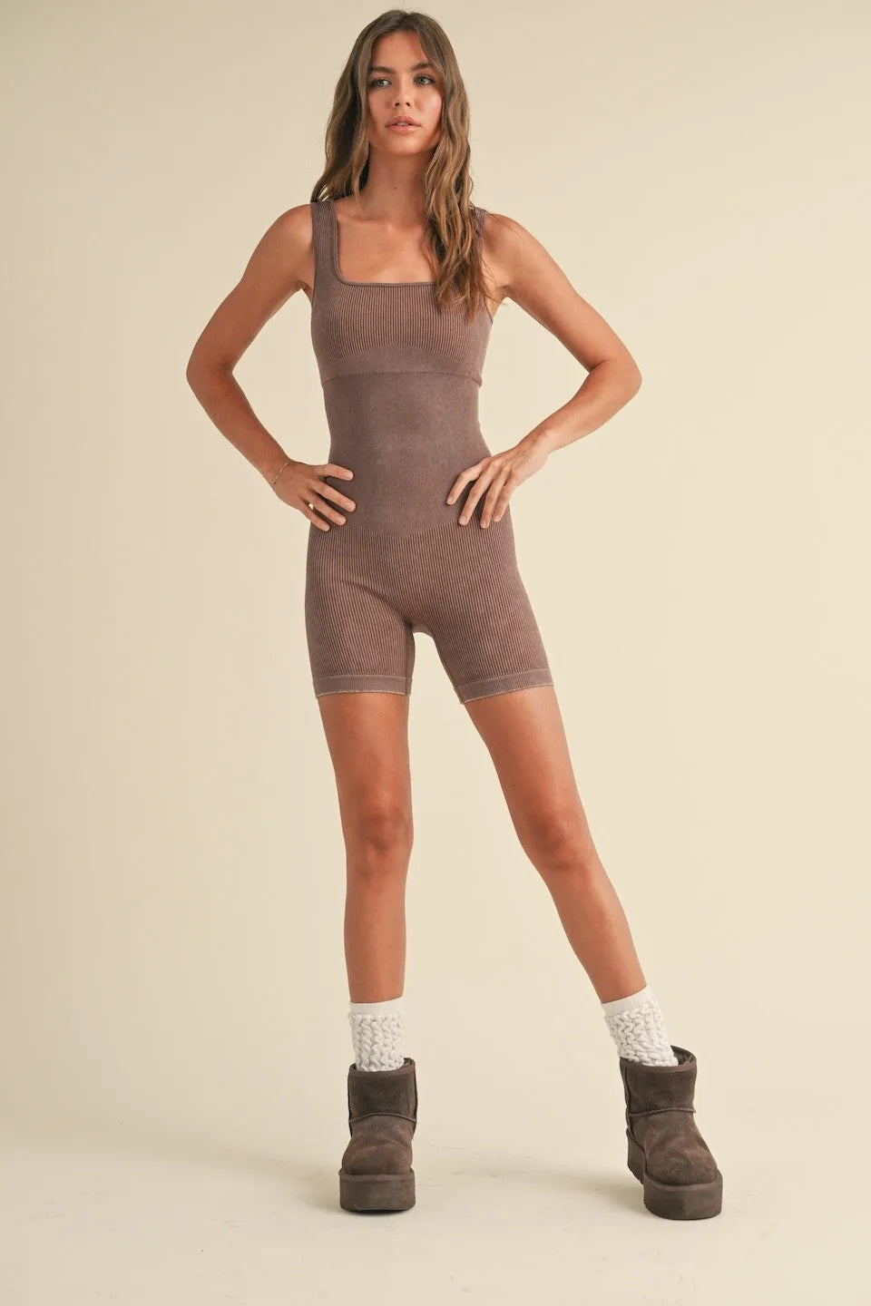 Basic Ribbed Romper - Activewear