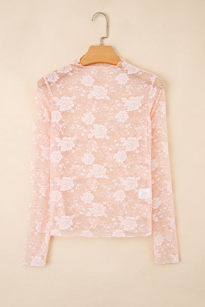 Floral Sheer Mesh Long Sleeve Top