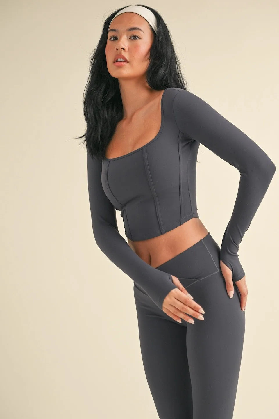 Long Sleeve Structured Corset Crop Top — Figure-Enhancing Bold Statement Elevated Style - Crop Tops