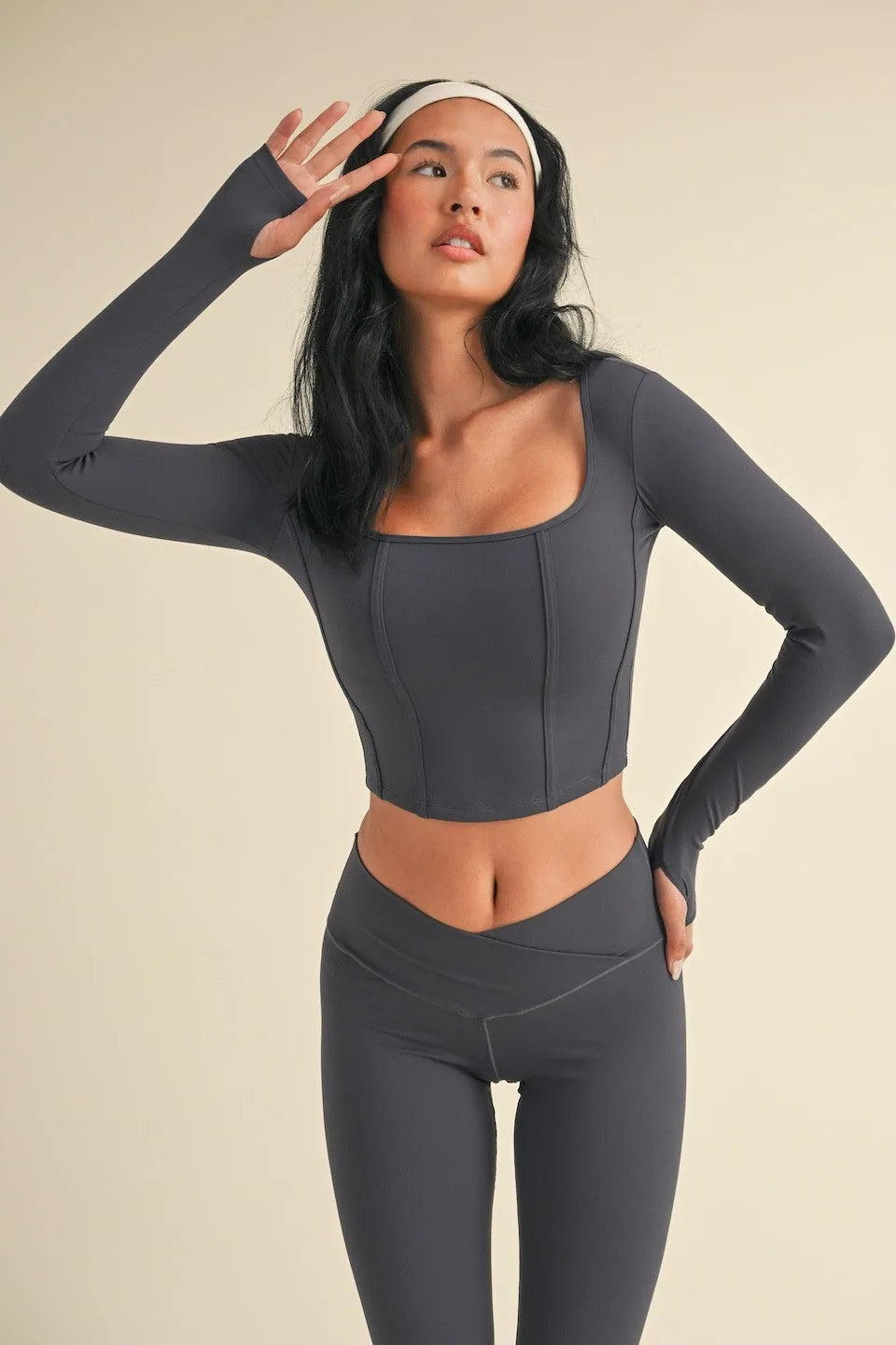 Long Sleeve Structured Corset Crop Top — Figure-Enhancing Bold Statement Elevated Style - Crop Tops