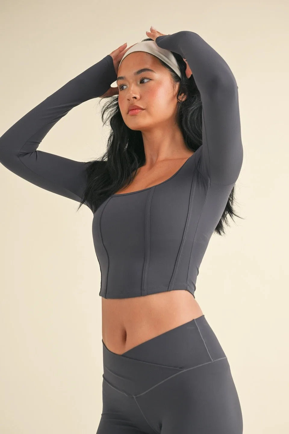 Long Sleeve Structured Corset Crop Top — Figure-Enhancing Bold Statement Elevated Style - Crop Tops