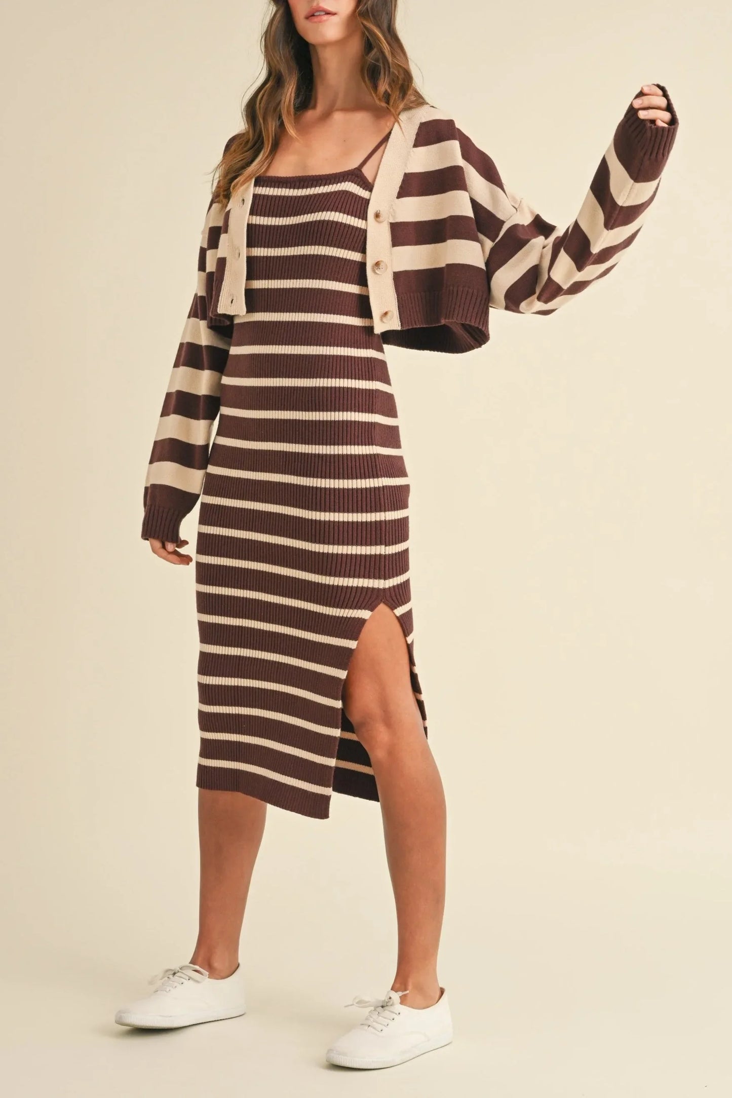 Bodycon Midi Dress & Crop Cardigan Two-Piece Outfit Set — Chic Polished Versatile Everyday Style
