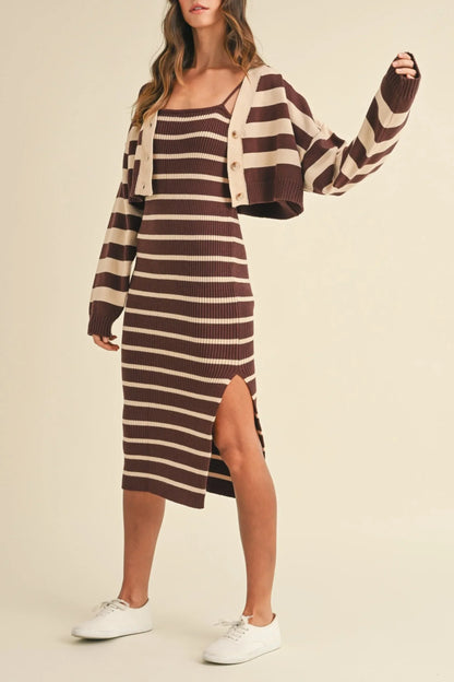 Bodycon Midi Dress & Crop Cardigan Two-Piece Outfit Set — Chic Polished Versatile Everyday Style