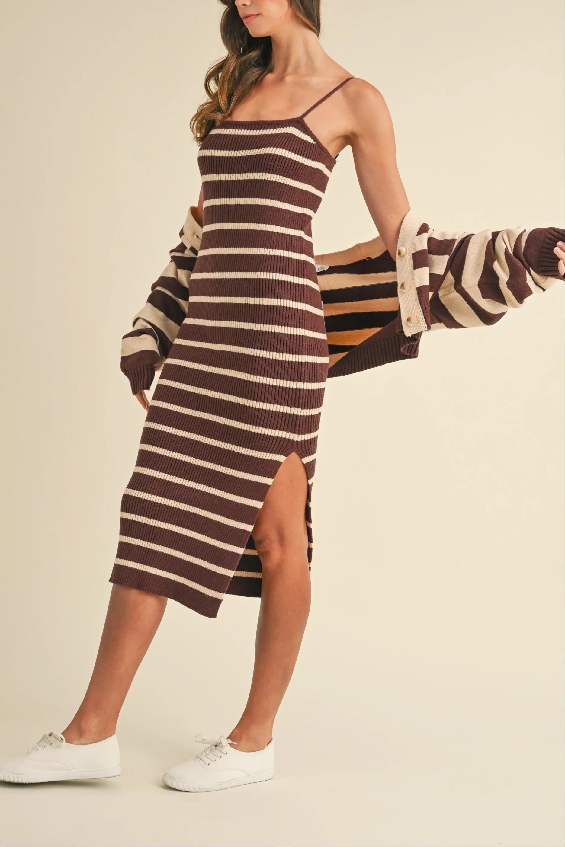 Bodycon Midi Dress & Crop Cardigan Two-Piece Outfit Set — Chic Polished Versatile Everyday Style