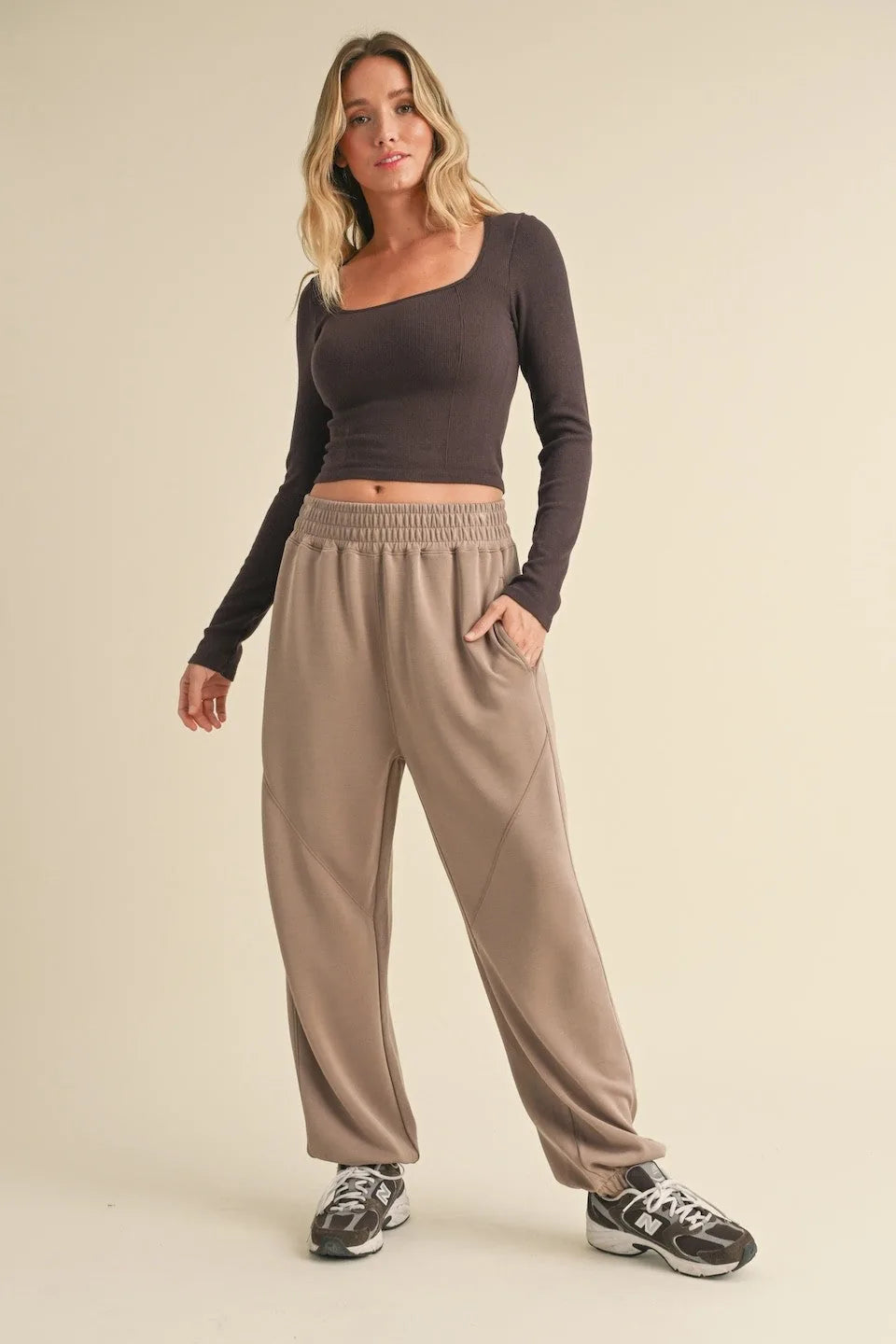 Square Neck Long Sleeve Fitted Top — Stylish Flattering Versatile Everyday Style - Tops