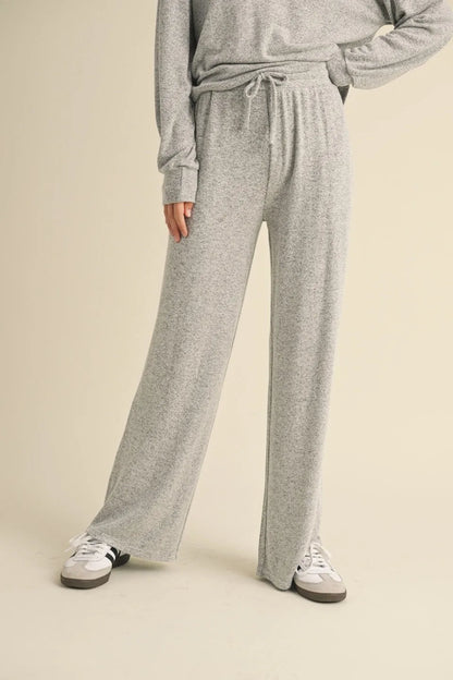 Soft Brushed Cozy Elastic Waist Lounge Pants — Ultimate Comfort Relaxed Everyday Style - Grey Loungewear Pants