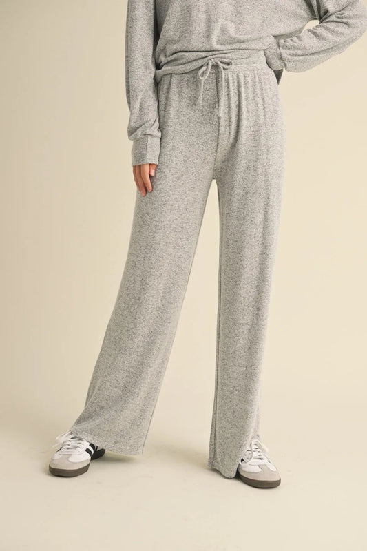 Soft Brushed Cozy Elastic Waist Lounge Pants — Ultimate Comfort Relaxed Everyday Style - Grey Loungewear Pants