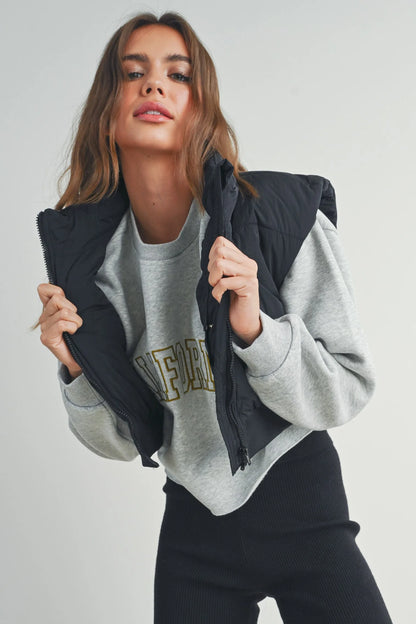 Puffer Cropped Zip-Up Vest